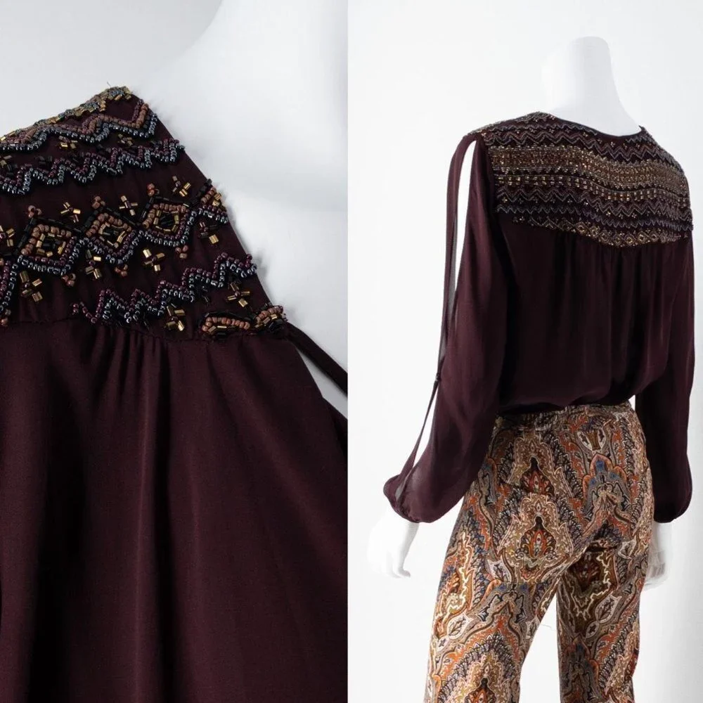 NWT Haute Hippie Beaded Silk Tunic, size small - Picture 5 of 12